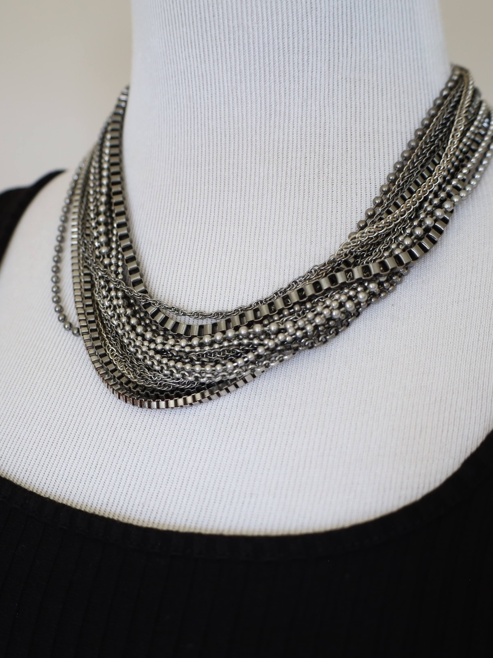 Multi-Chain Silver-Tone Statement Necklace - Women Jewelry